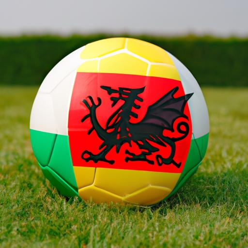 Bóng đá với hai lá cờ của Bỉ và Wales
