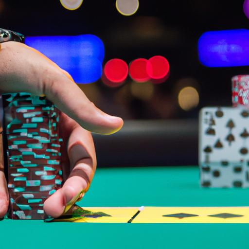 Gần cận tay người chơi cầm tay poker thắng lớn tại Macau Club.