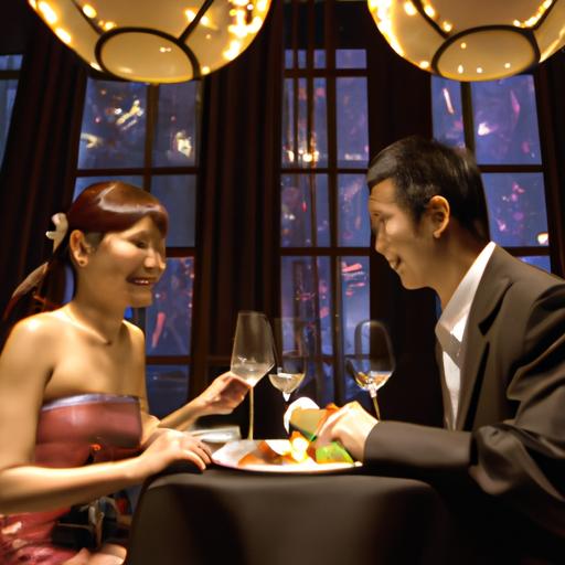 Cặp đôi thưởng thức bữa tối lãng mạn tại nhà hàng cao cấp bên trong Macau Club.