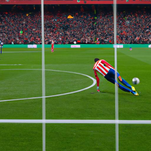 Cầu thủ Atletico Madrid thực hiện quả penalty trong trận đấu