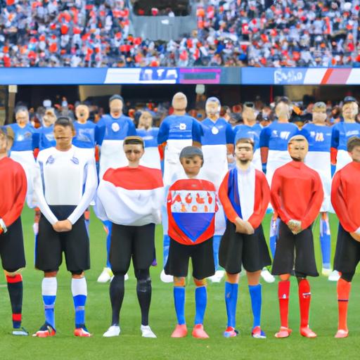Đội tuyển Pháp và Croatia đứng hàng nghe quốc ca trước trận đấu