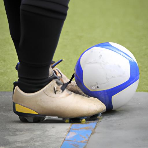 Gần cảnh giày cầu thủ và quả bóng trong trận đấu bóng đá
