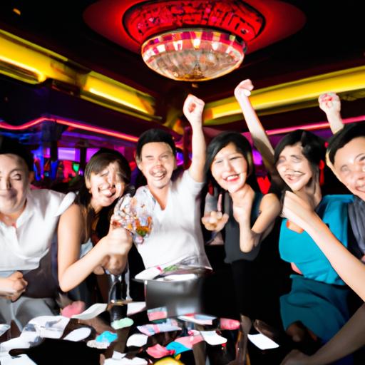 Nhóm bạn hân hoan ăn mừng chiến thắng lớn tại Macau Club.