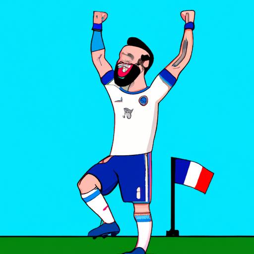 Tiền đạo của Pháp ăn mừng bàn thắng ghi được vào lưới Iceland.